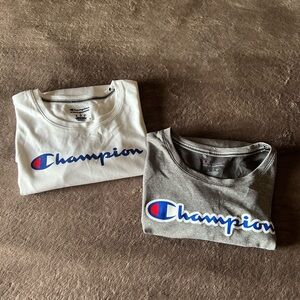 Champion White and Gray Logo Long Sleeves